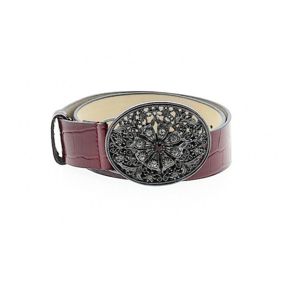 white house black market Red Alligator Embossed Leather Rhinestone belt SZ XS